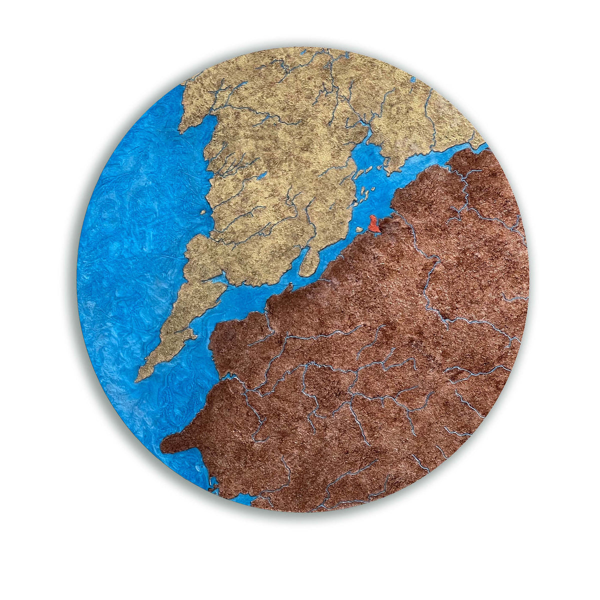 Round resin maps – Tracy Fry Art.